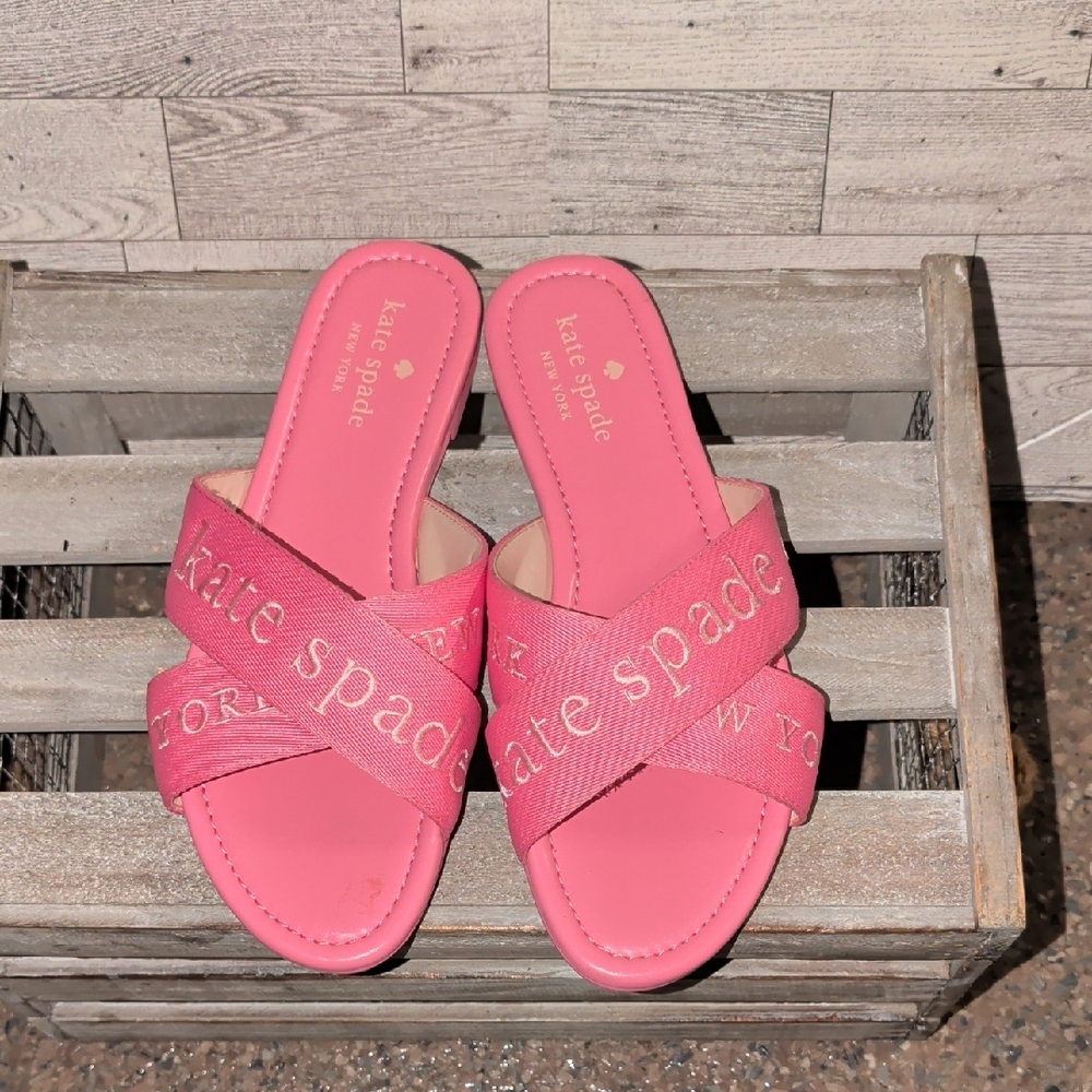 Kate Spade Piper Slide FLAT Slipper Slide Pink Size 8.5 GUC